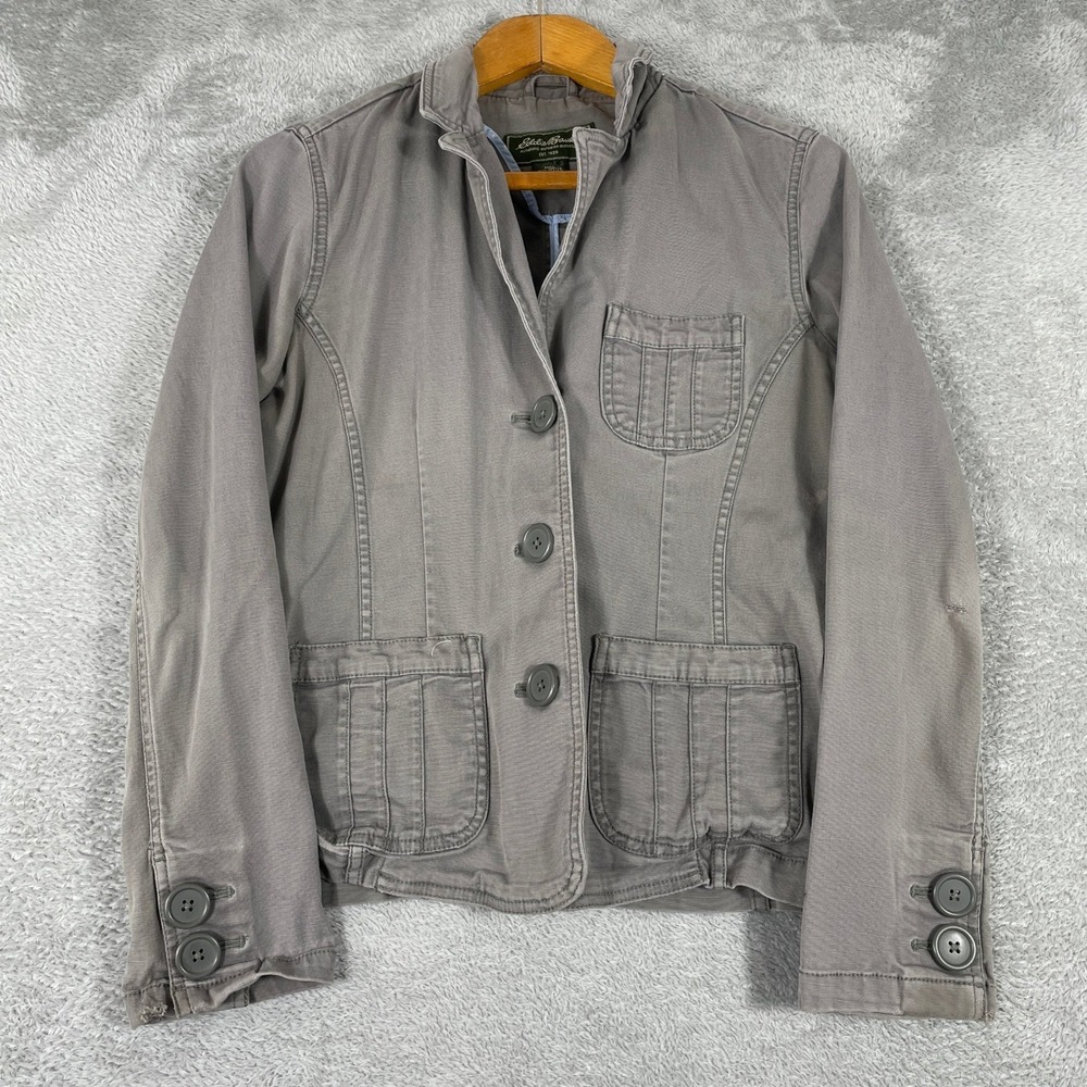Eddie Bauer Utility Blazer Style‎ Jacket Womens Small Gray Button Front Workwear